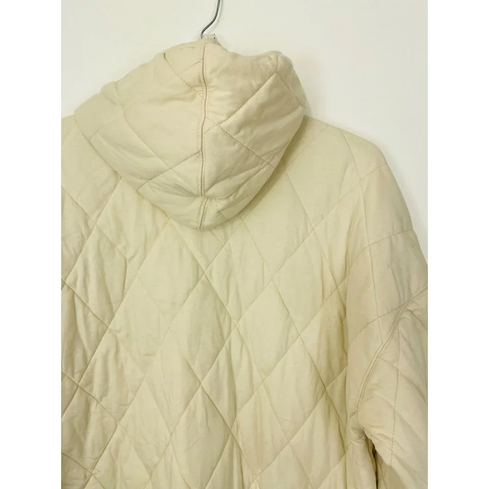 Wild Fable Womens Quilted Jacket Extra Large Ivory Puffer Zip Pockets Hooded New - Picture 6 of 11